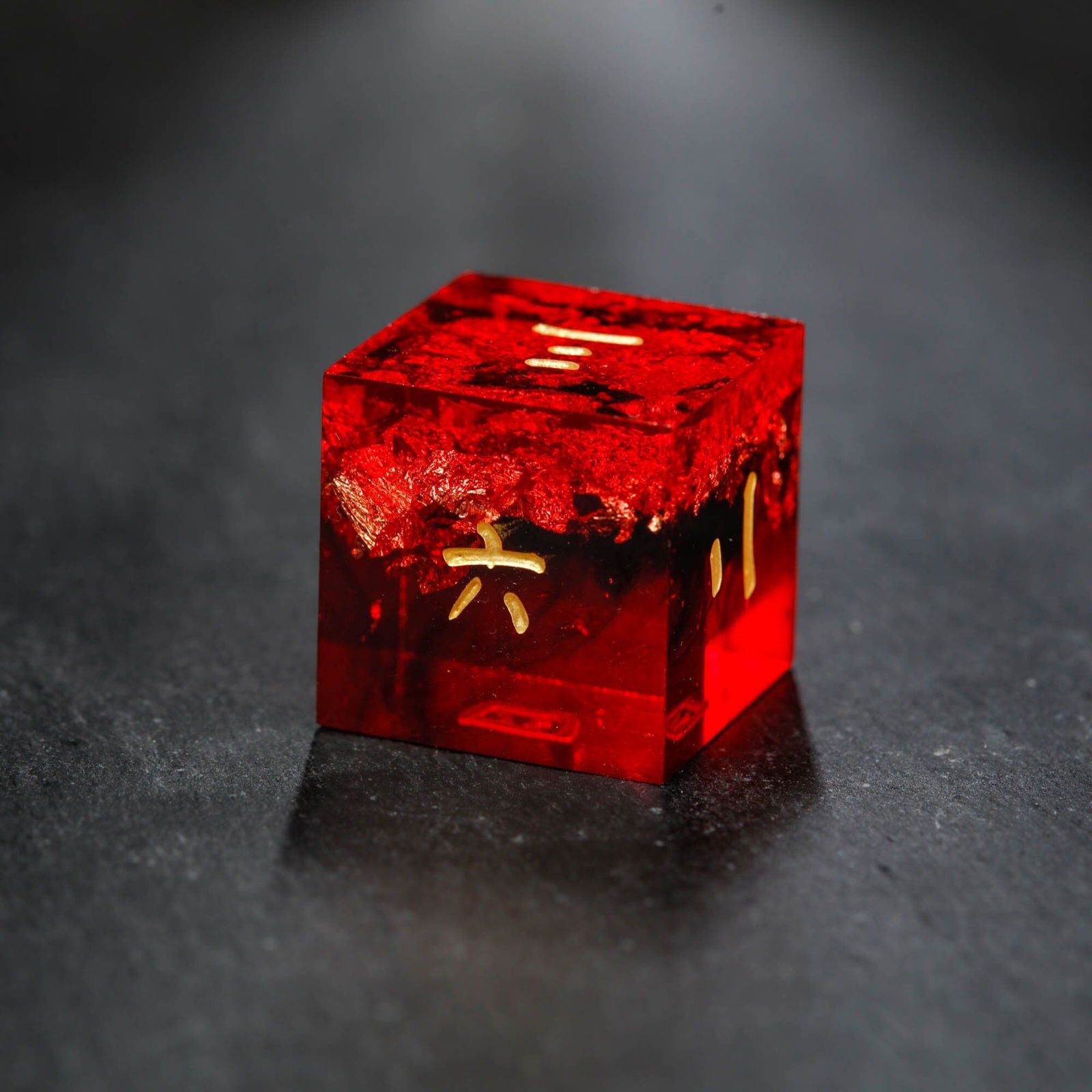 Black Red Resin Kanji DnD D&D Dice Set - CrystalMaggie