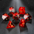 Black Red Resin Kanji DnD D&D Dice Set - CrystalMaggie