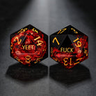 Black Red Resin YEET F*CK DnD D&D Dice Set - CrystalMaggie