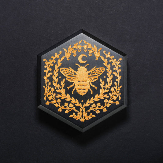 Black Wood Plant Bee Motif DnD D&D Dice Box - CrystalMaggie