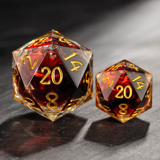 Blood Red Liquid Core Resin DnD D&D Dice Chonk D20 - CrystalMaggie