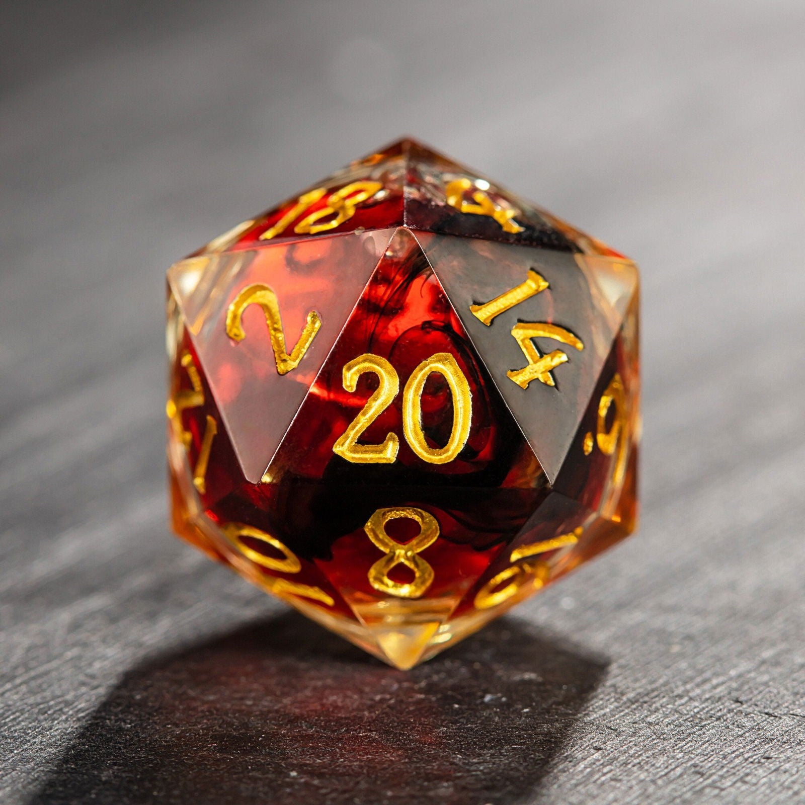 Blood Red Liquid Core Resin DnD D&D Dice Chonk D20 - CrystalMaggie