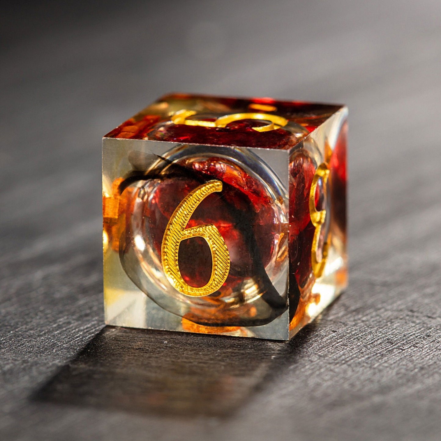 Blood Red Liquid Core Resin DnD D&D Dice Chonk D20 - CrystalMaggie