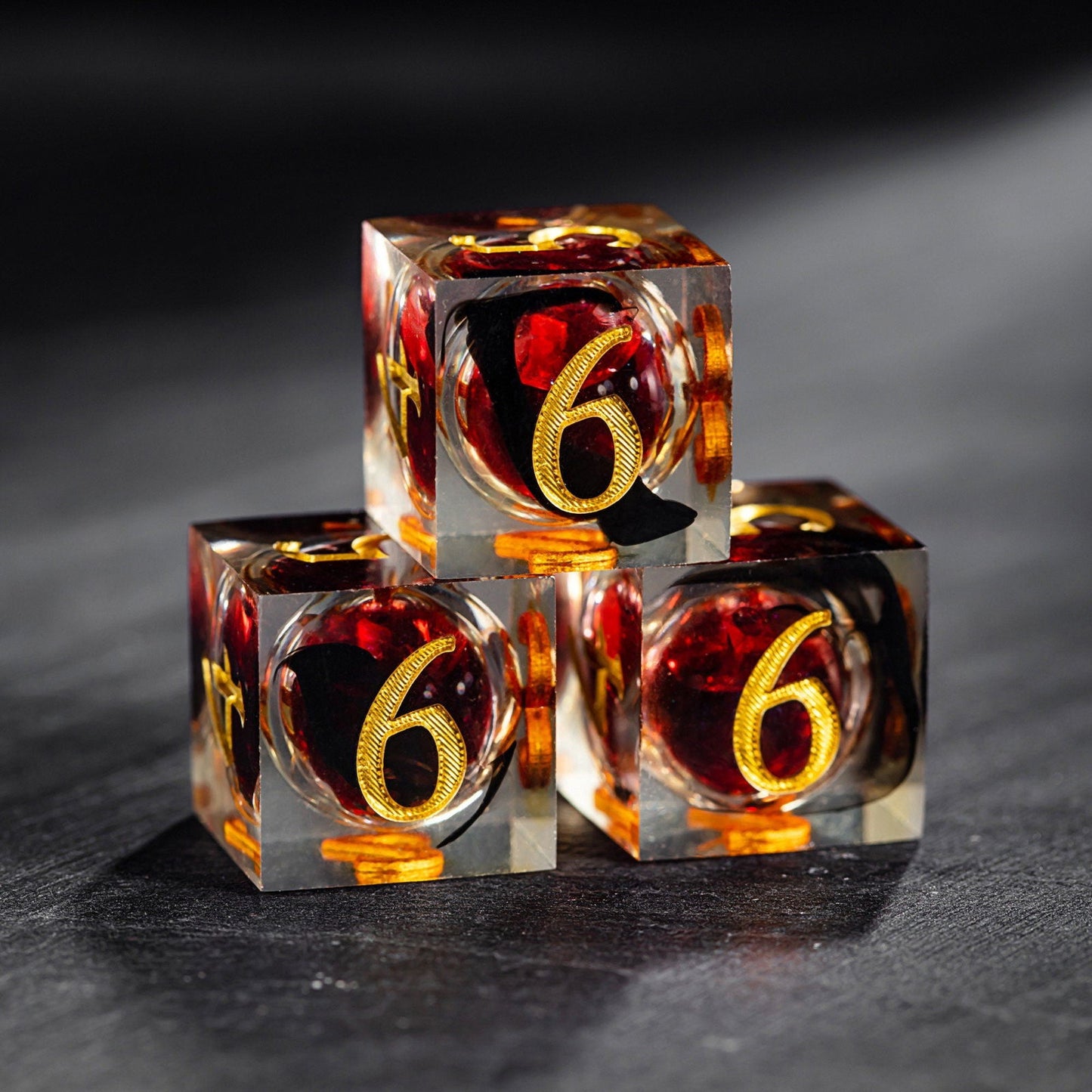 Blood Red Liquid Core Resin DnD D&D Dice Chonk D20 - CrystalMaggie