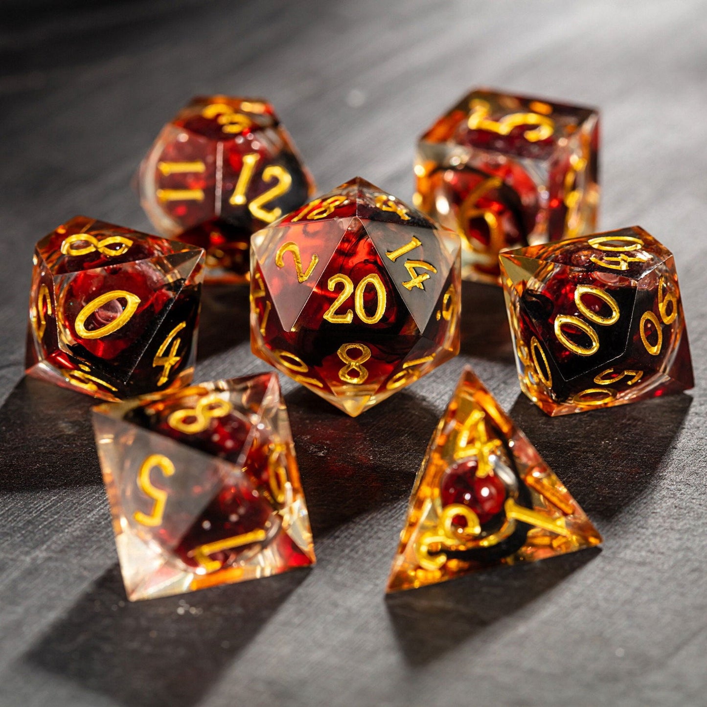 Blood Red Liquid Core Resin DnD D&D Dice Chonk D20 - CrystalMaggie