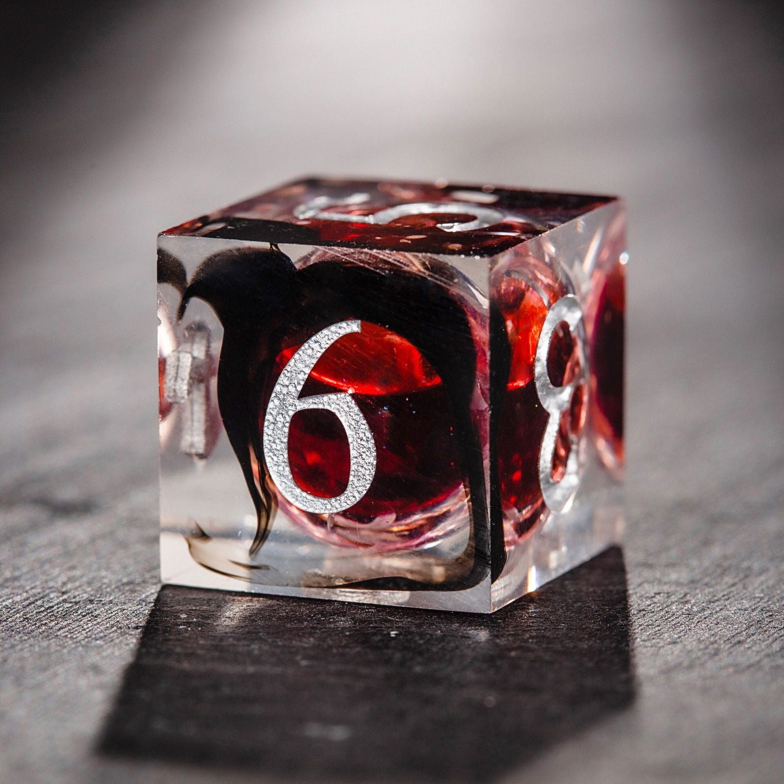 Blood Red Liquid Core Resin DnD D&D Dice D6 - CrystalMaggie