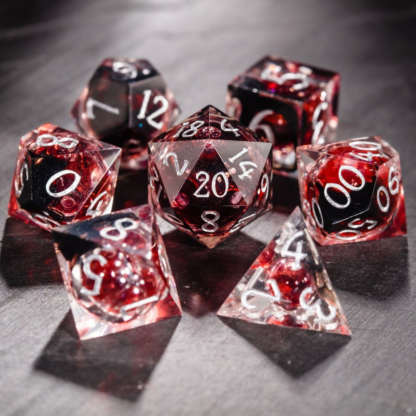 Blood Red Liquid Core Resin DnD D&D Dice D6 - CrystalMaggie