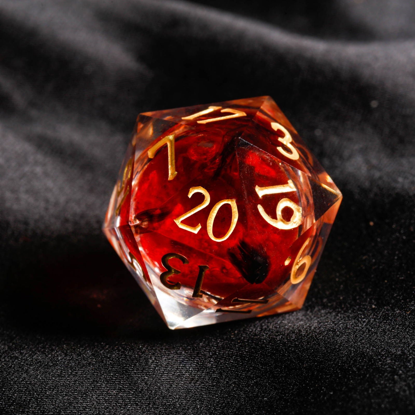 Blood Red Liquid Core Resin DnD D&D Dice Set - CrystalMaggie