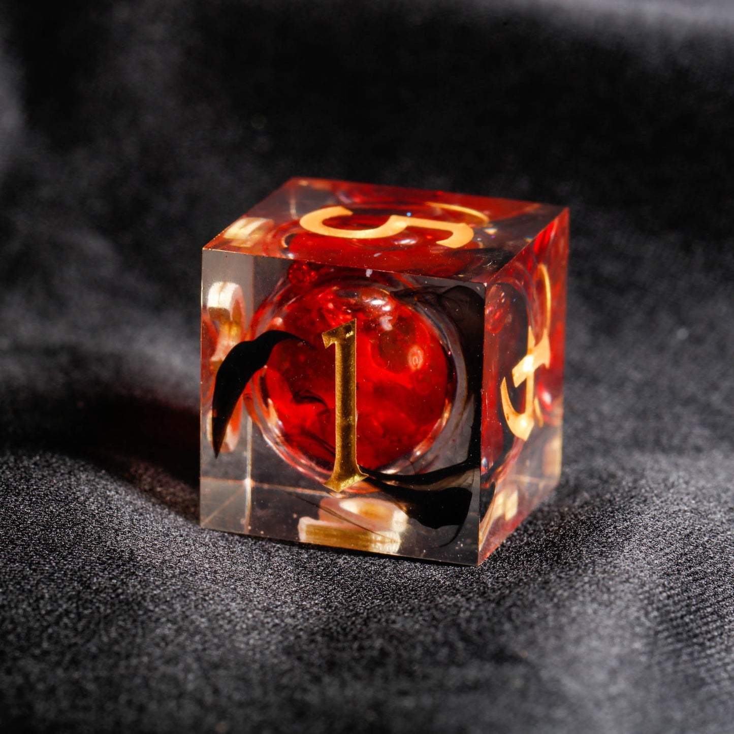 Blood Red Liquid Core Resin DnD D&D Dice Set - CrystalMaggie