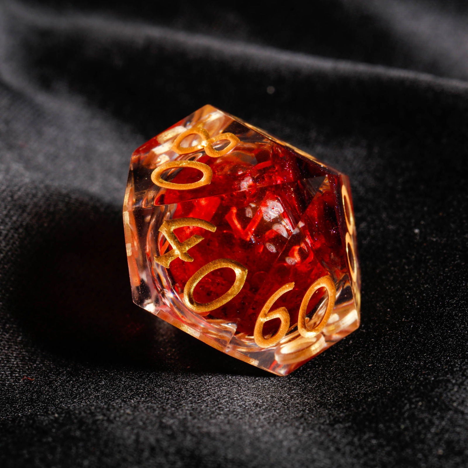 Blood Red Liquid Core Resin DnD D&D Dice Set - CrystalMaggie