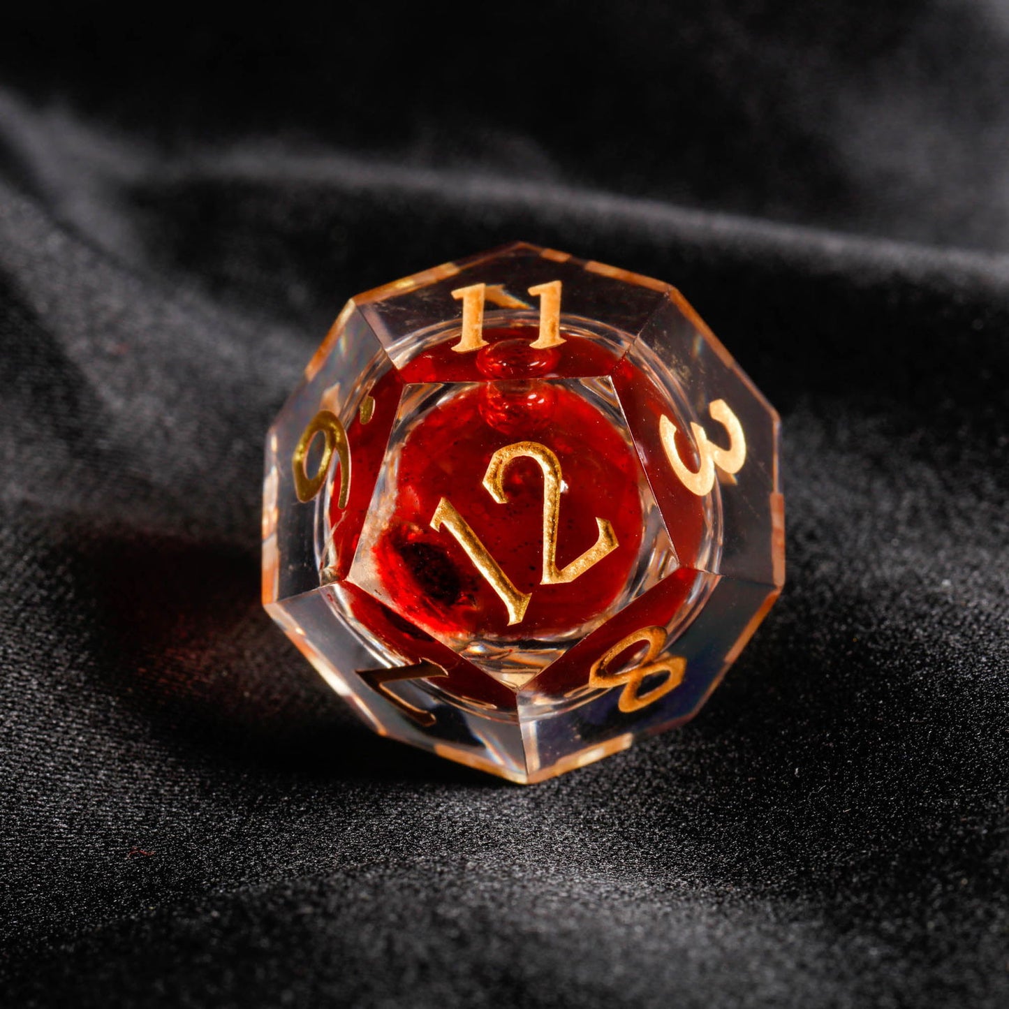 Blood Red Liquid Core Resin DnD D&D Dice Set - CrystalMaggie