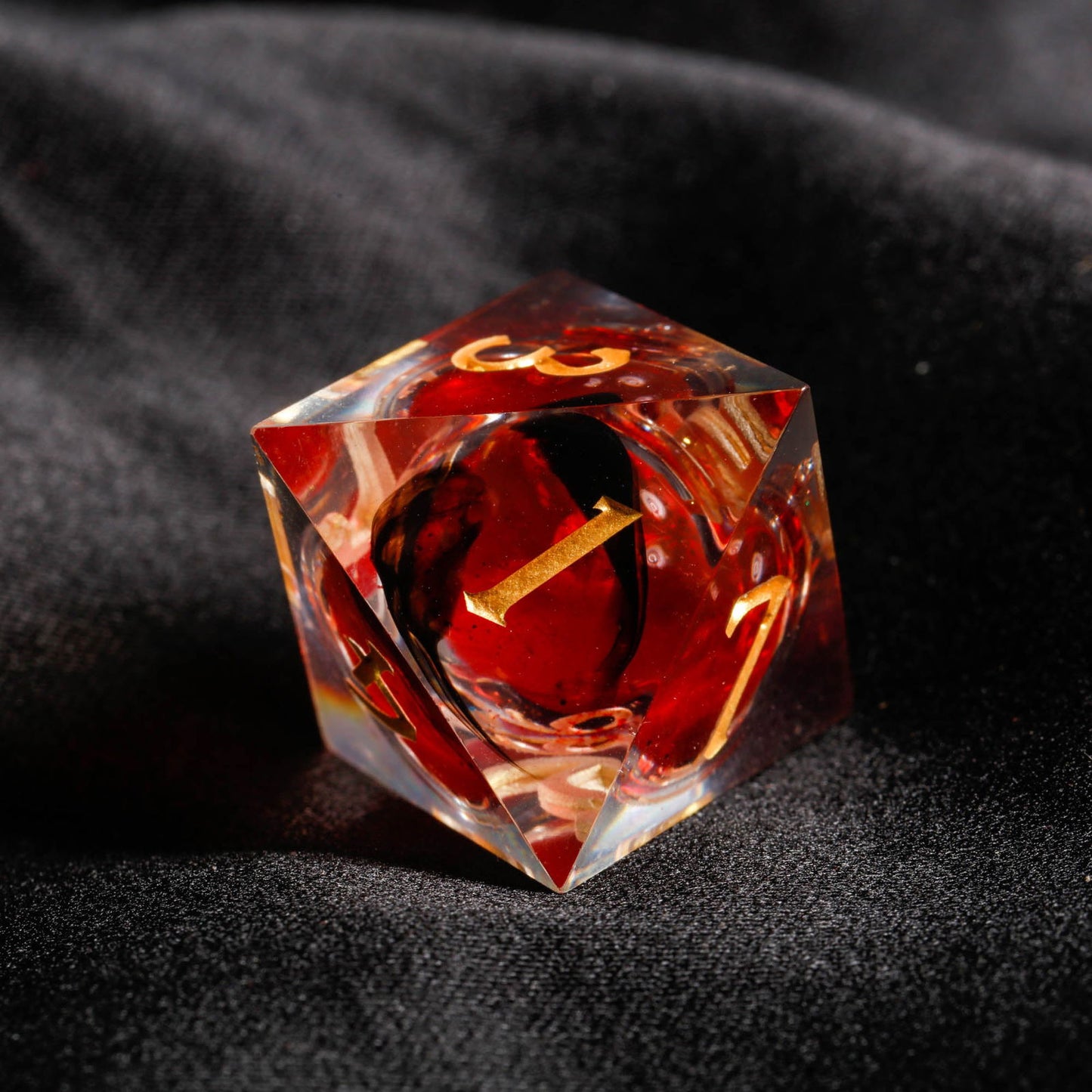 Blood Red Liquid Core Resin DnD D&D Dice Set - CrystalMaggie