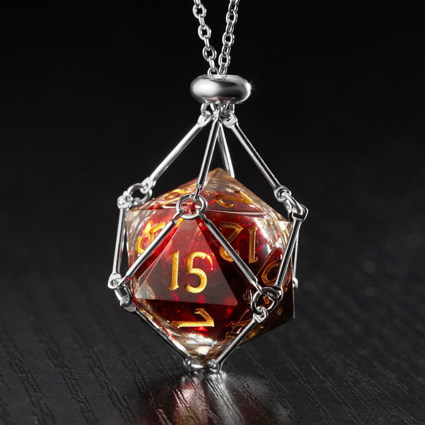 Blood Red Liquid Core Resin DnD D&D Dice Set - CrystalMaggie