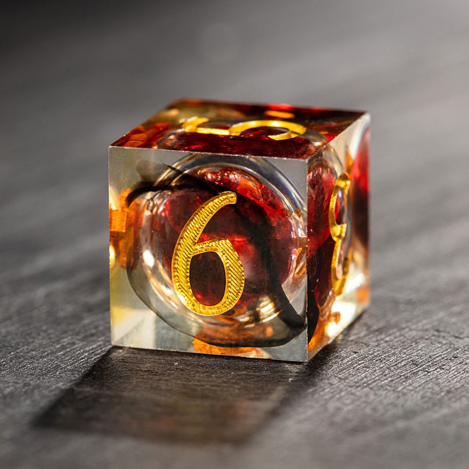 Blood Red Liquid Core Resin DnD D&D Dice Set - CrystalMaggie