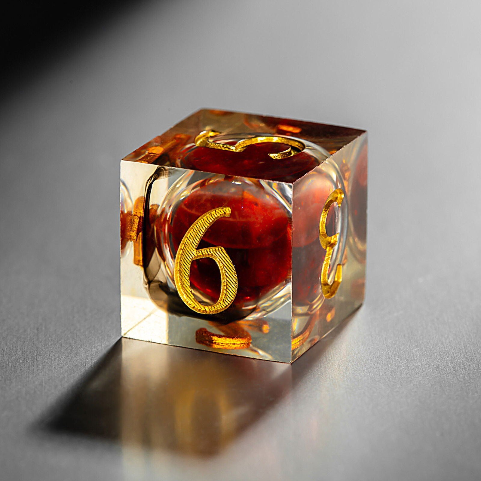 Blood Red Liquid Core Resin F Word DnD D&D Dice Chonk D20 - CrystalMaggie