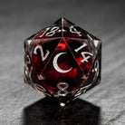 Blood Red Liquid Core Resin Moon DnD D&D Dice Set - CrystalMaggie