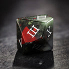 Bloodstone Gemstone Roman Numeral Dice Skull DnD D&D Dice Set - CrystalMaggie