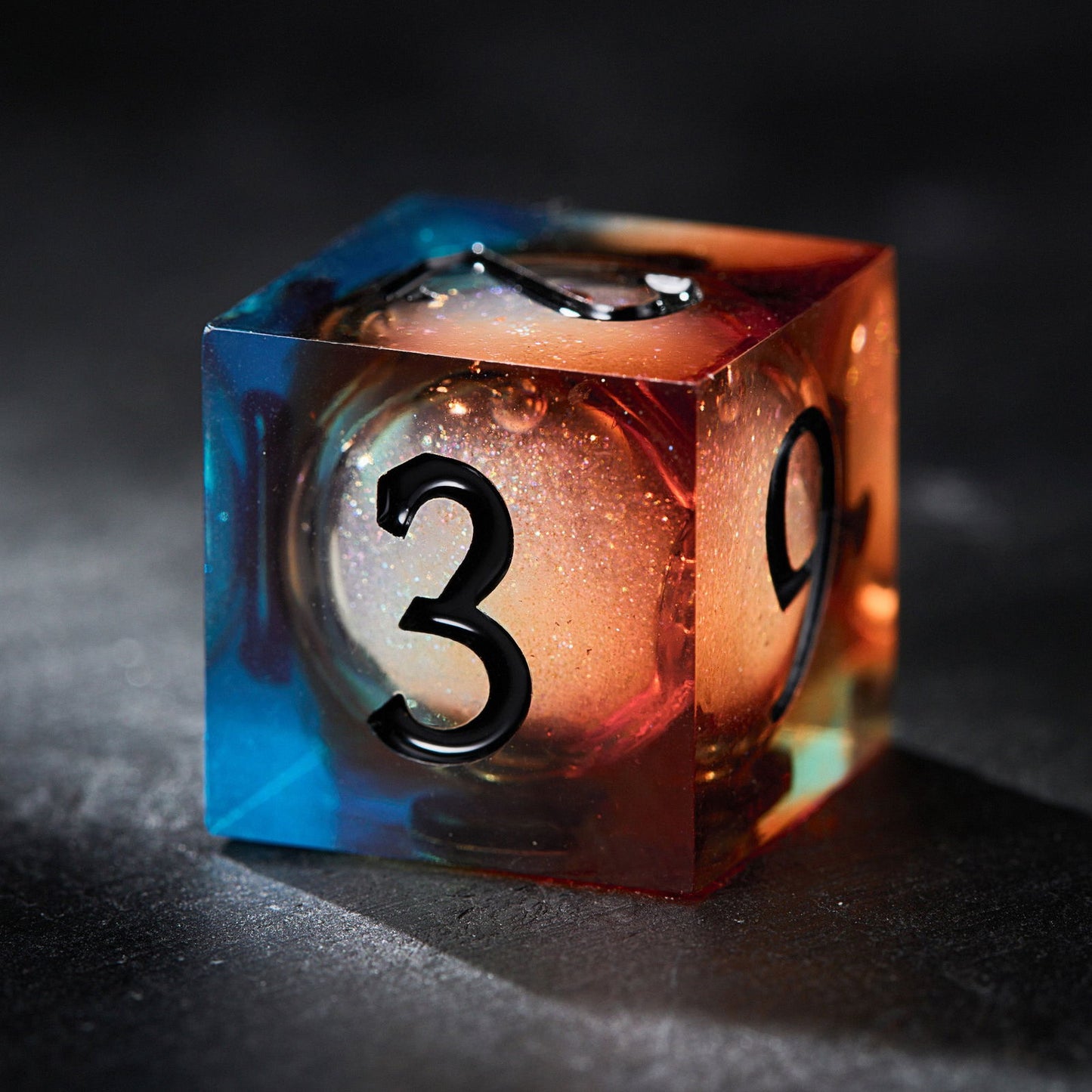 Blue Galaxy Liquid Core Resin DnD D&D Dice Set - CrystalMaggie