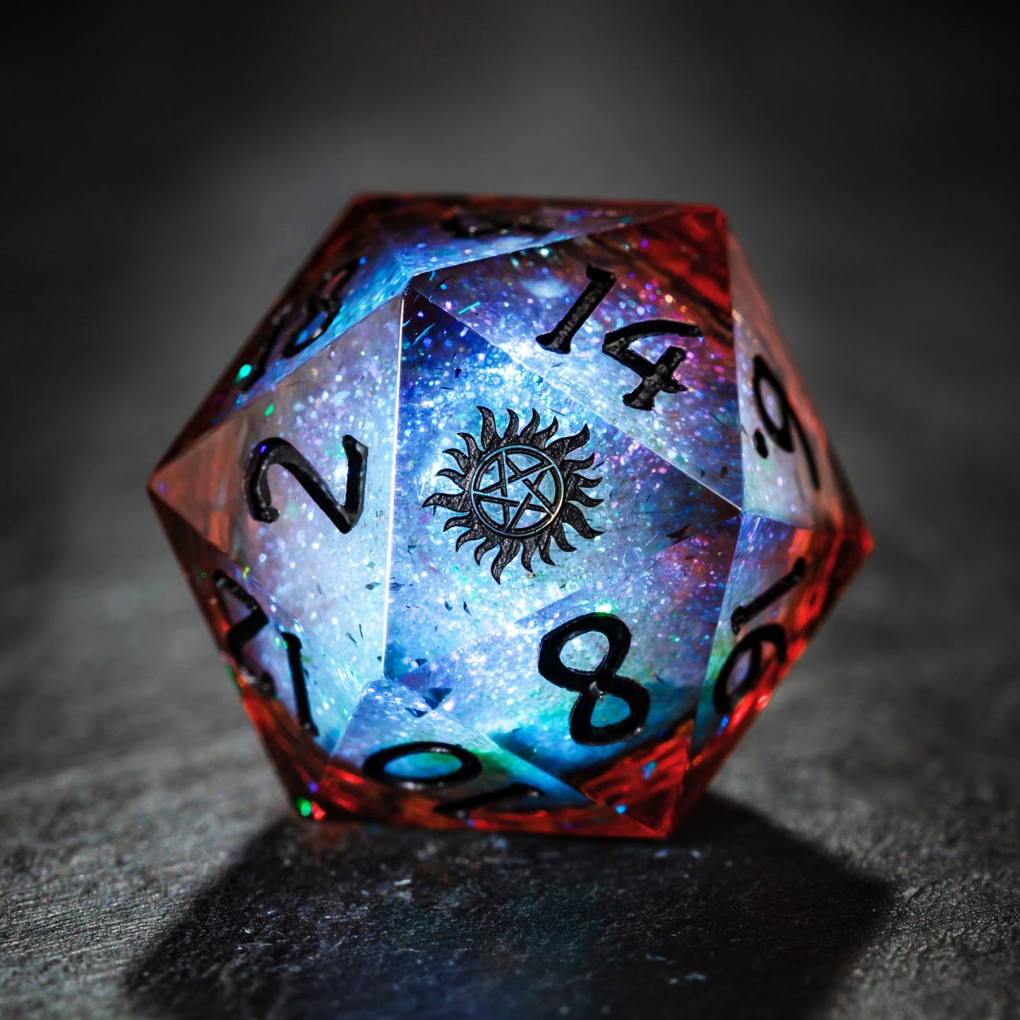 Blue Galaxy Liquid Core Resin Supernatural Anti-possession DnD D&D Dice Set - CrystalMaggie