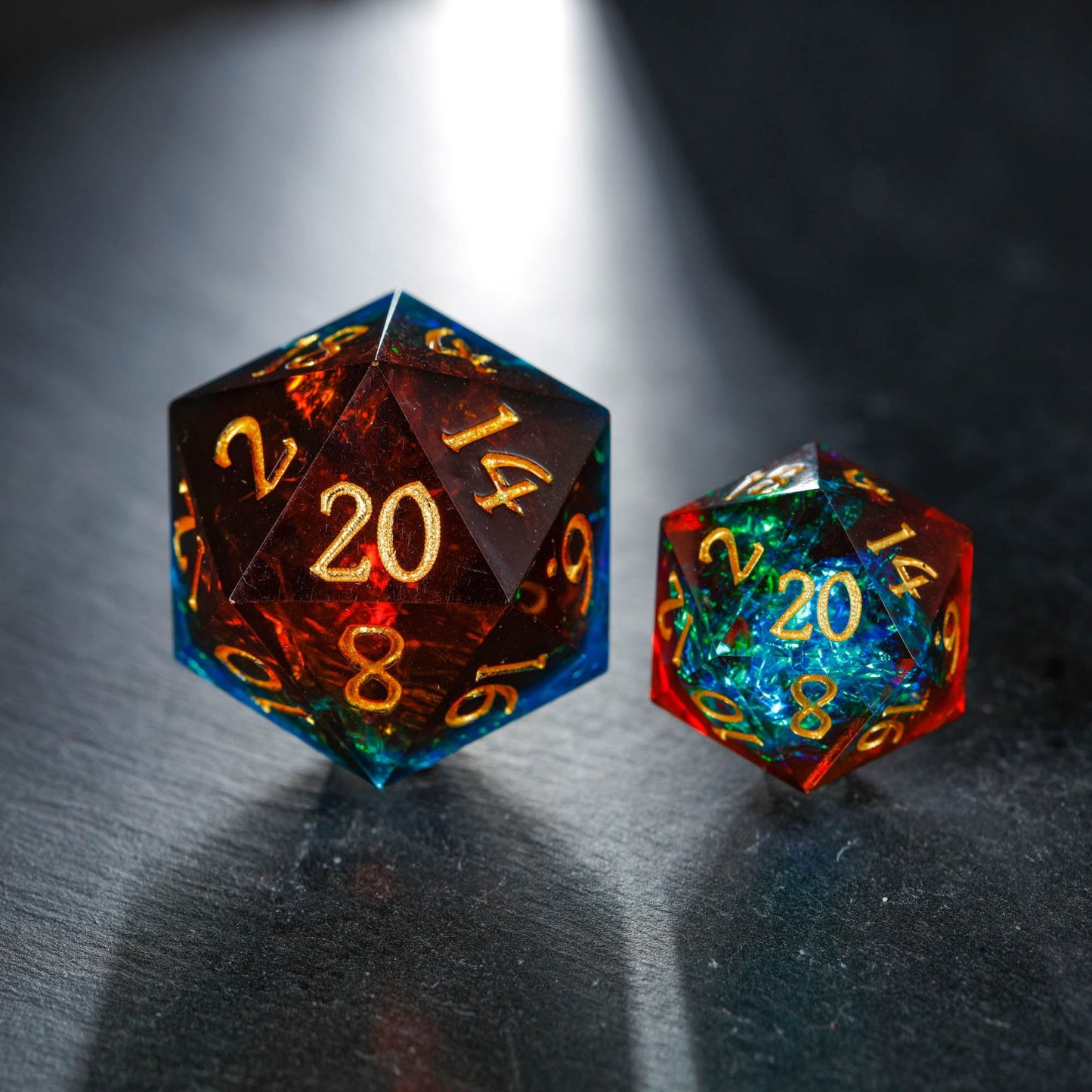 Blue Galaxy Resin DnD D&D Dice Set - CrystalMaggie