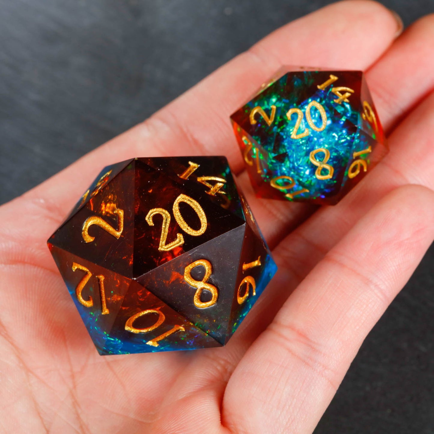 Blue Galaxy Resin DnD D&D Dice Set - CrystalMaggie