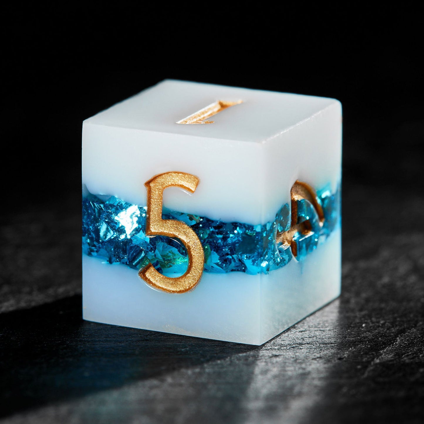 Blue Tinsel Resin DnD D&D Dice Set - CrystalMaggie