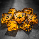 Yellow Sand Liquid Core Resin Bee DnD D&D Dice Set
