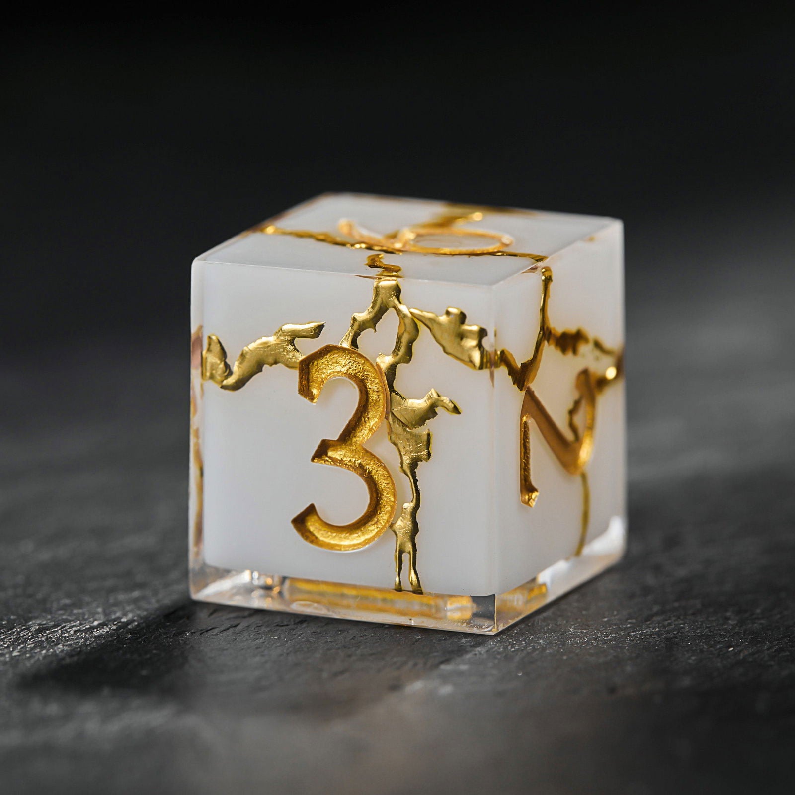 Cracks of Gold Resin DnD D&D Dice Set - CrystalMaggie