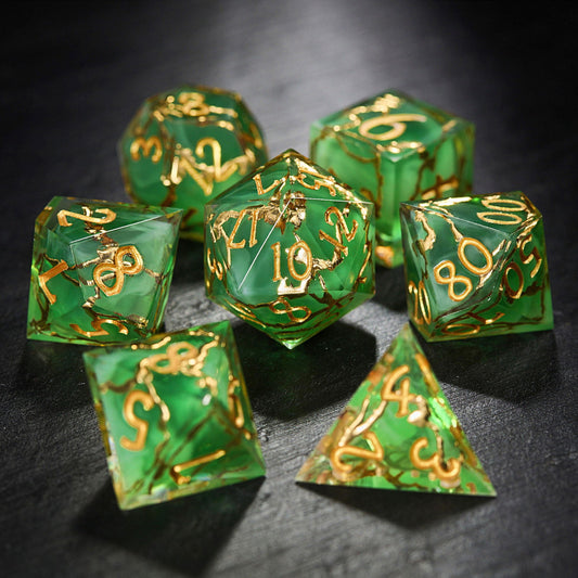 Cracks of Gold Resin DnD D&D Dice Set - CrystalMaggie