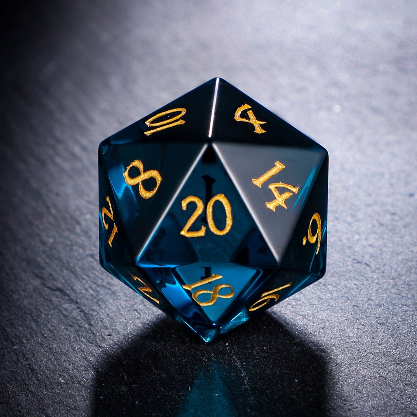 Dark Blue Glass DnD D&D Dice Set - CrystalMaggie