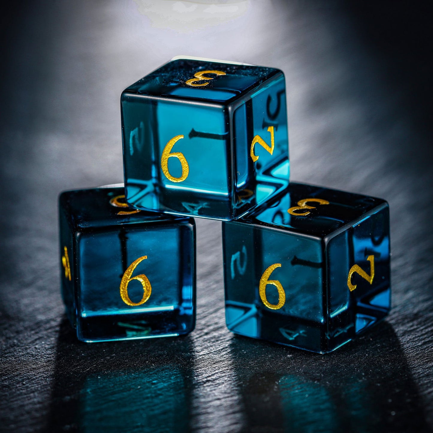 Dark Blue Glass DnD D&D Dice Set - CrystalMaggie