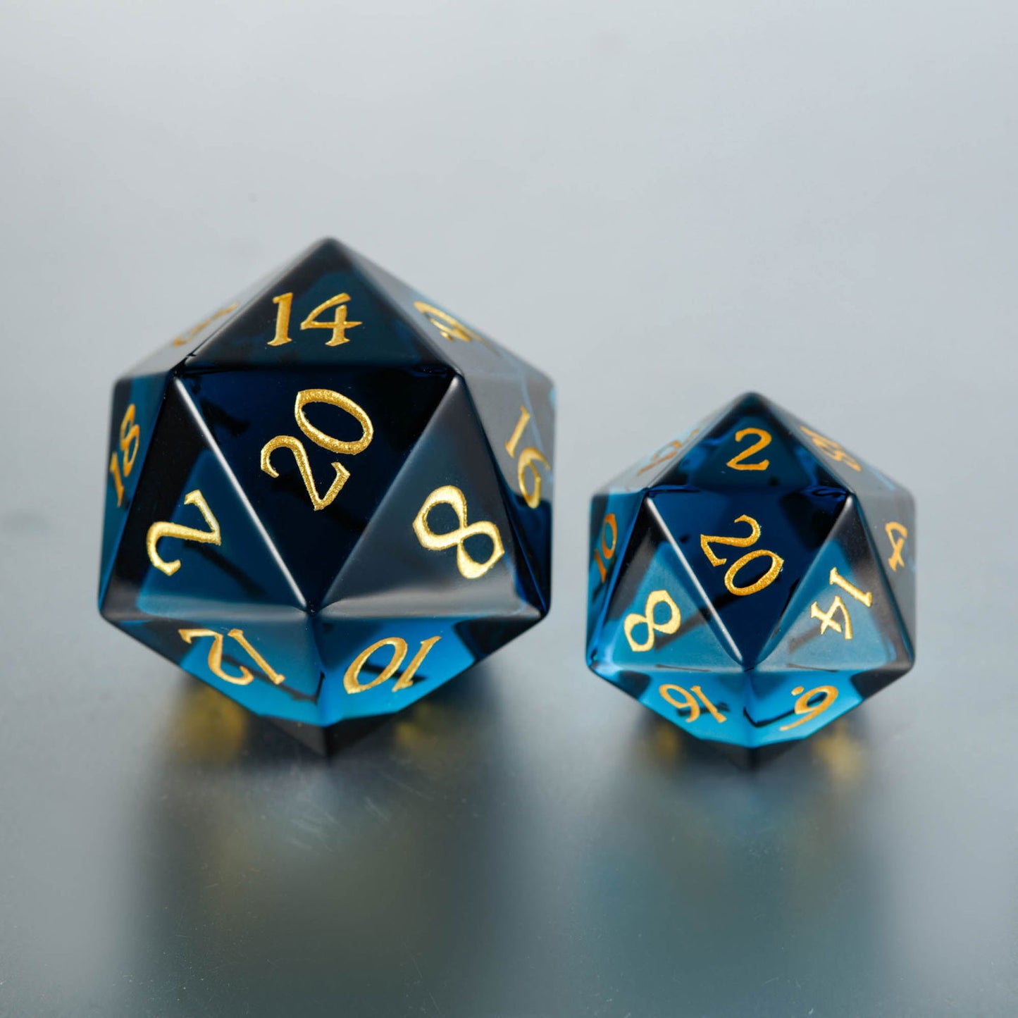 Dark Blue Glass DnD D&D Dice Set - CrystalMaggie