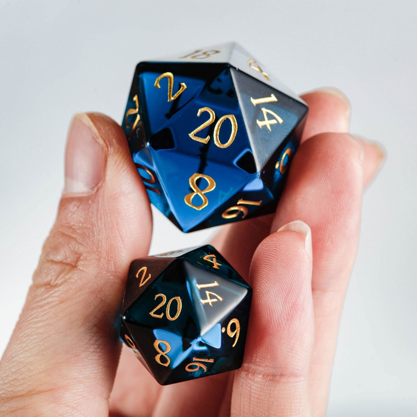 Dark Blue Glass DnD D&D Dice Set - CrystalMaggie