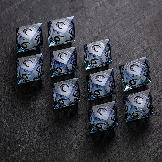 Dark Blue Liquid Core Resin Dice Vampire Dice D10 - CrystalMaggie