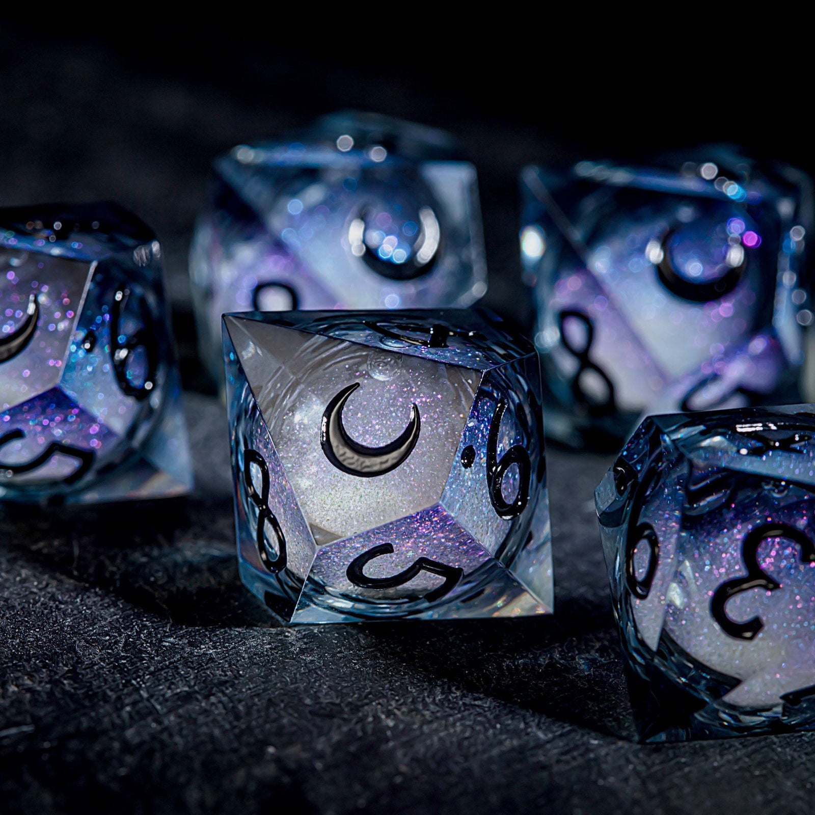 Dark Blue Liquid Core Resin Dice Vampire Dice D10 - CrystalMaggie