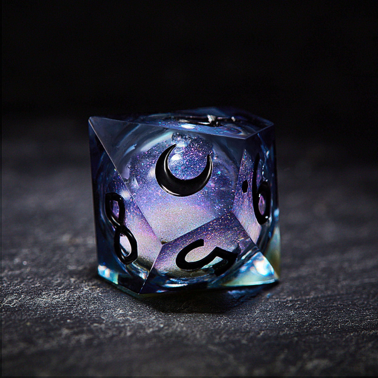 Dark Blue Liquid Core Resin Dice Vampire Dice D10 - CrystalMaggie