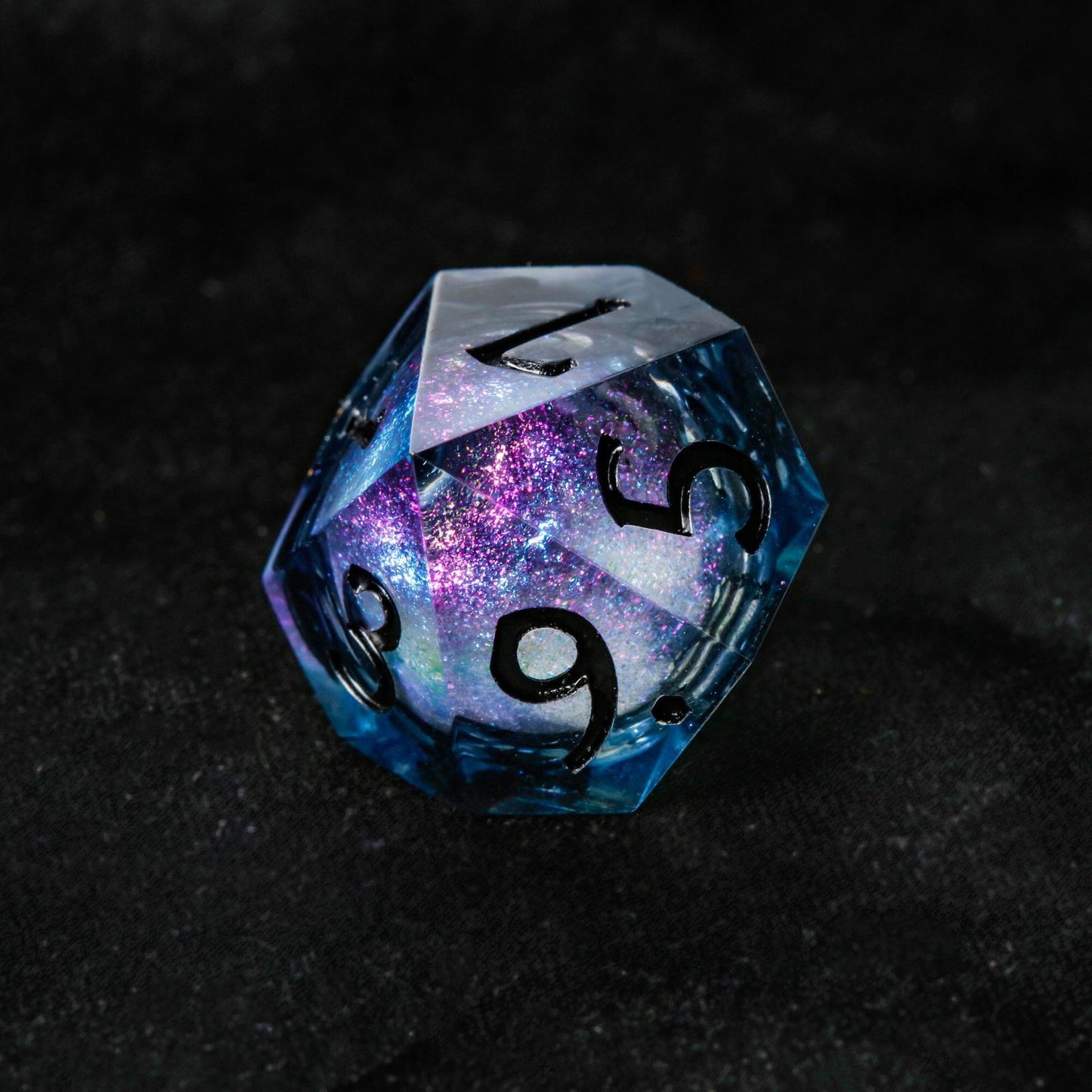 Dark Blue Liquid Core Resin DnD D&D Galaxy Dice D6 - CrystalMaggie