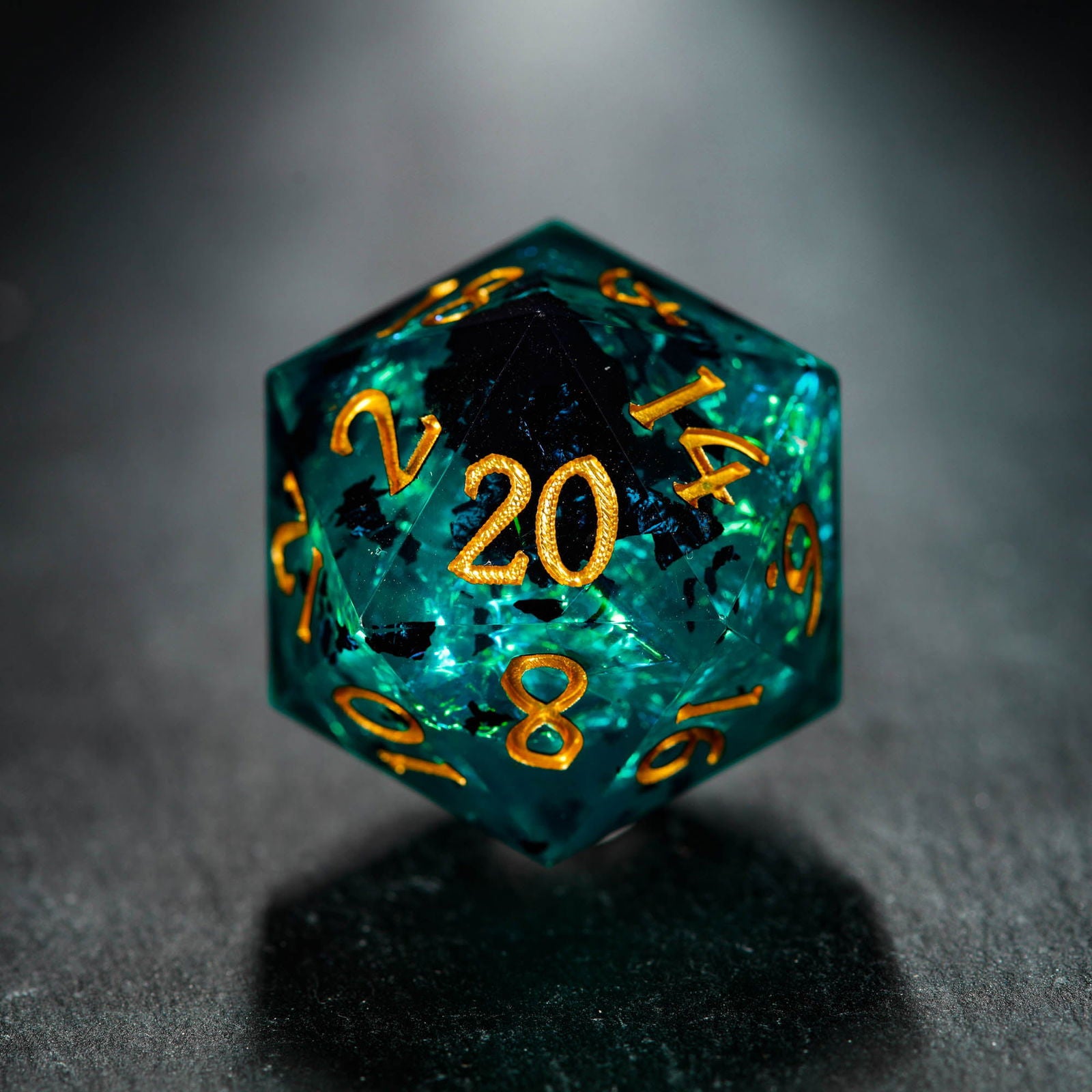 Dark Green Resin DnD D&D Dice Set - CrystalMaggie