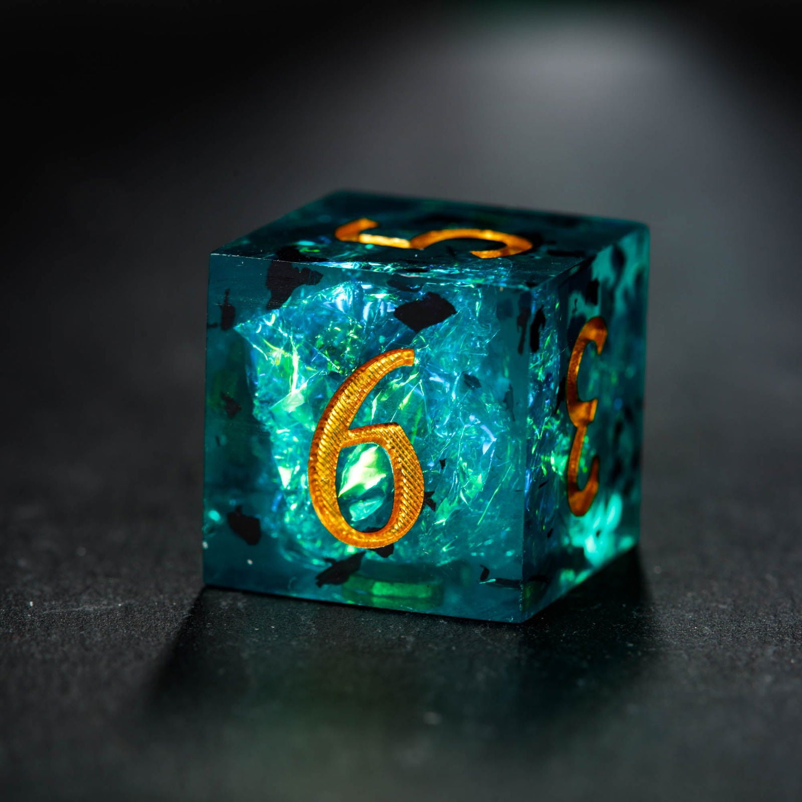 Dark Green Resin DnD D&D Dice Set - CrystalMaggie