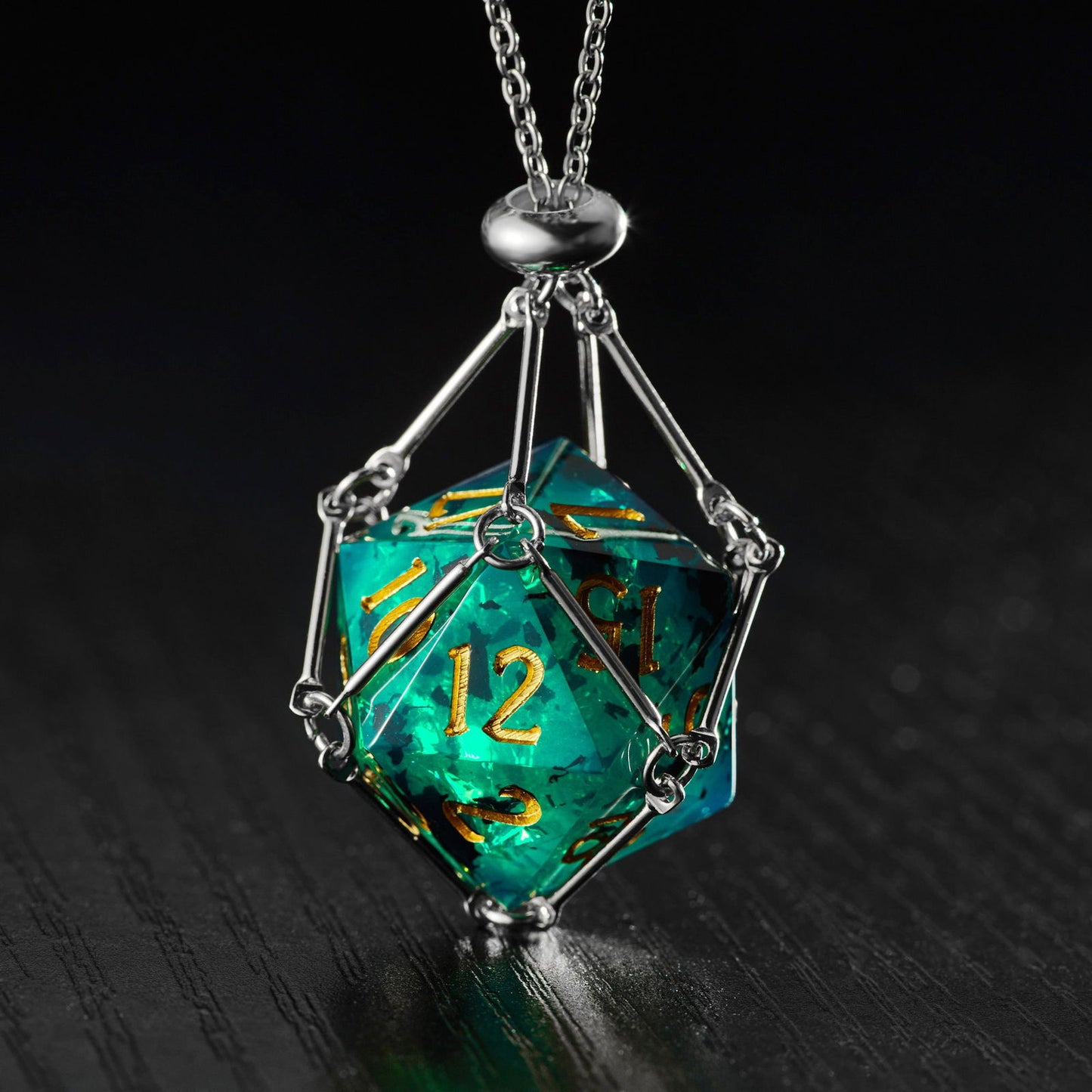 Dark Green Resin DnD D&D Dice Set - CrystalMaggie