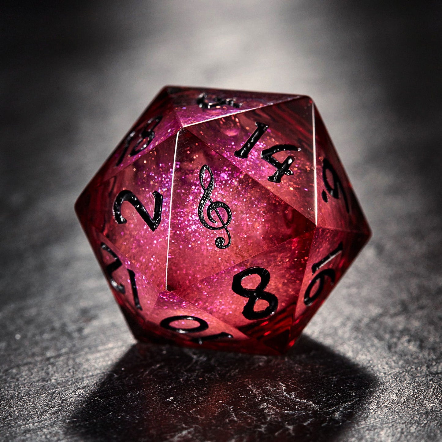 Dark Red Liquid Core Resin Dice Bard D&D DnD Dice Set - CrystalMaggie