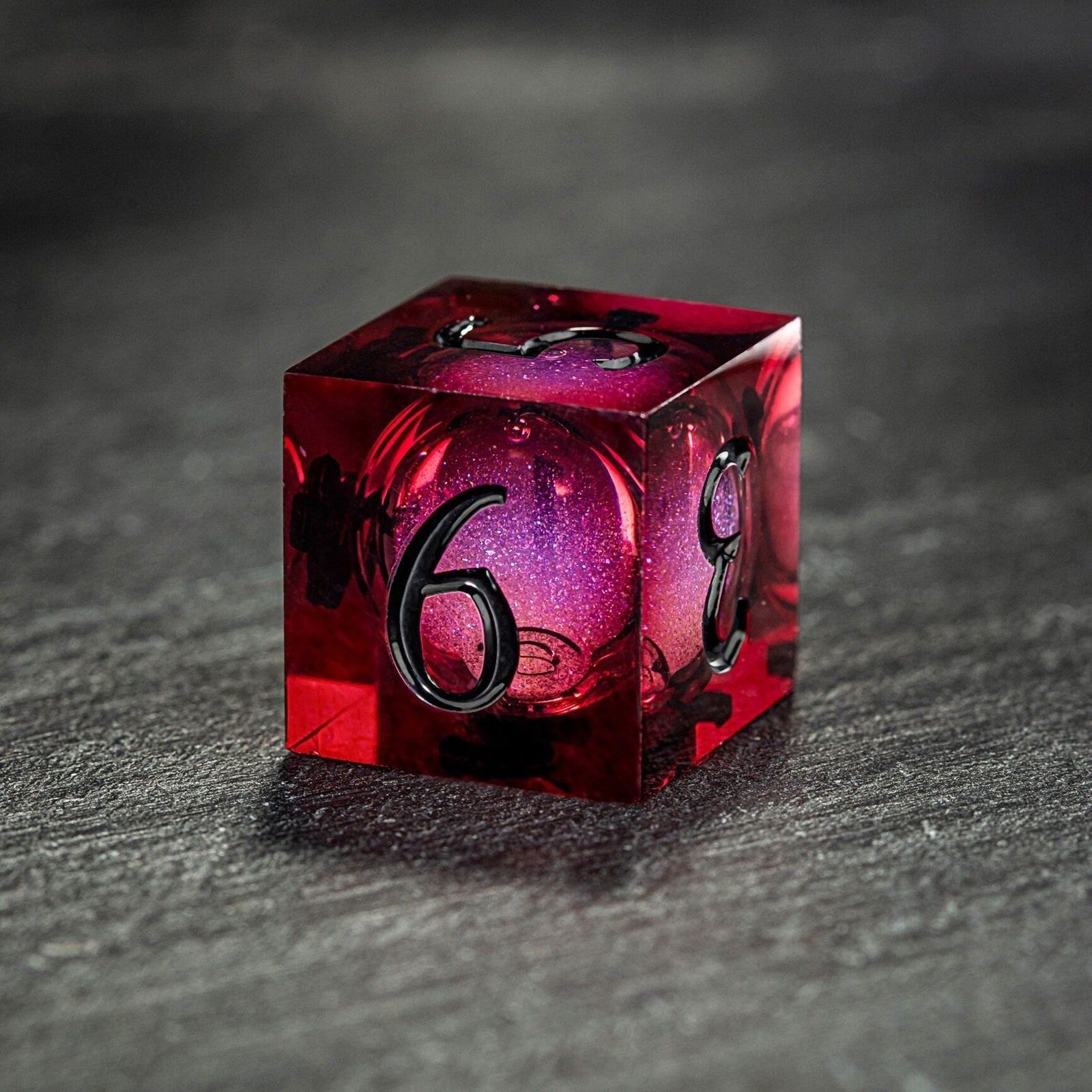 Dark Red Liquid Core Resin Dice Bard D&D DnD Dice Set - CrystalMaggie