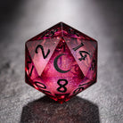Dark Red Liquid Core Resin Dice Moon DnD D&D Dice Set - CrystalMaggie