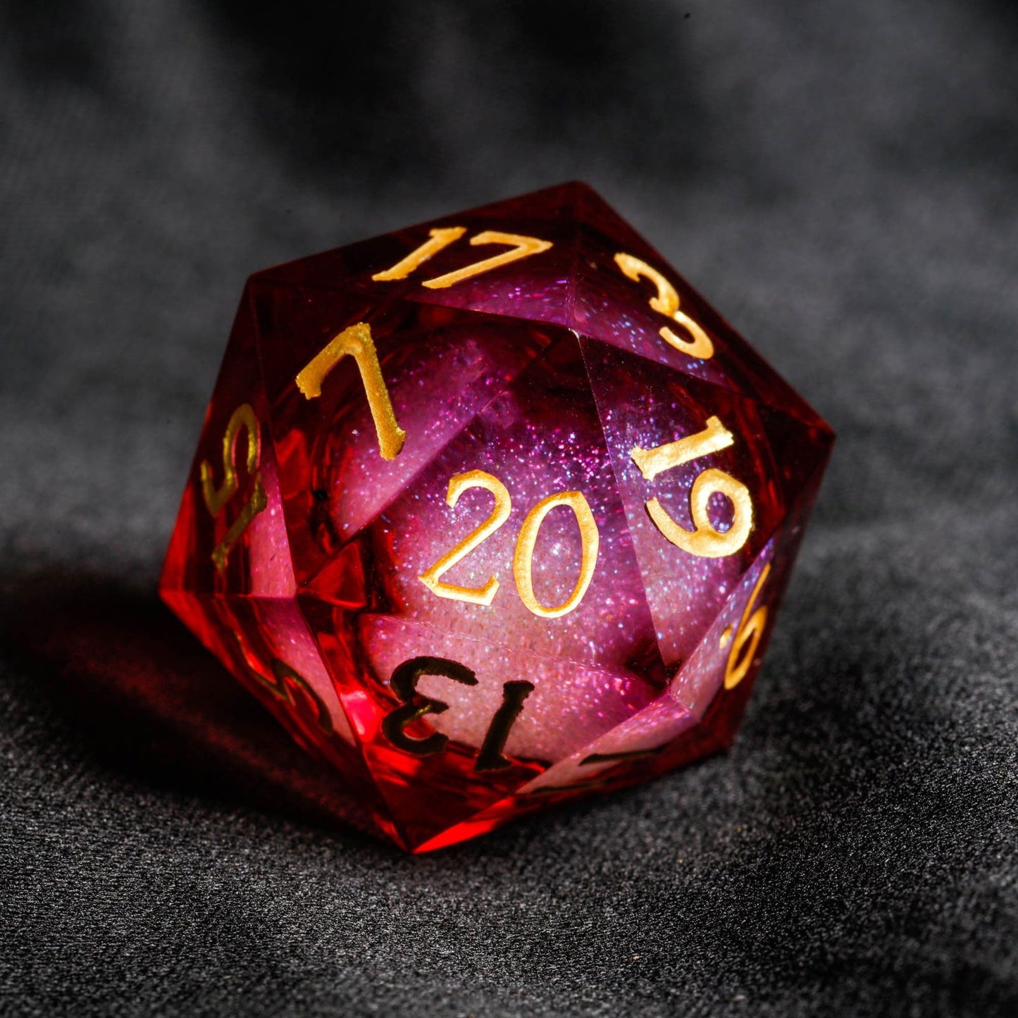 Dark Red Liquid Core Resin DnD D&D Dice Set - CrystalMaggie