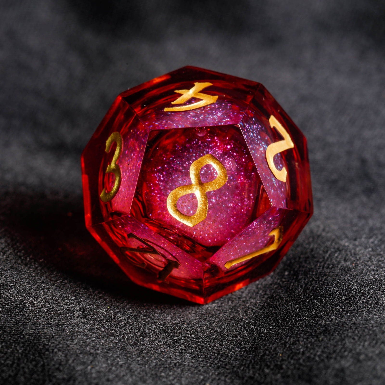 Dark Red Liquid Core Resin DnD D&D Dice Set - CrystalMaggie