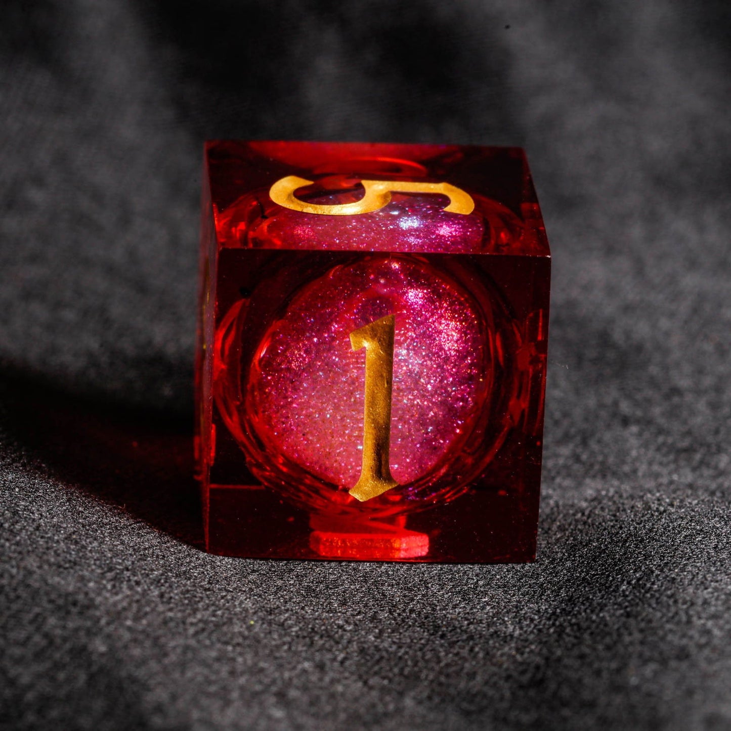 Dark Red Liquid Core Resin DnD D&D Dice Set - CrystalMaggie