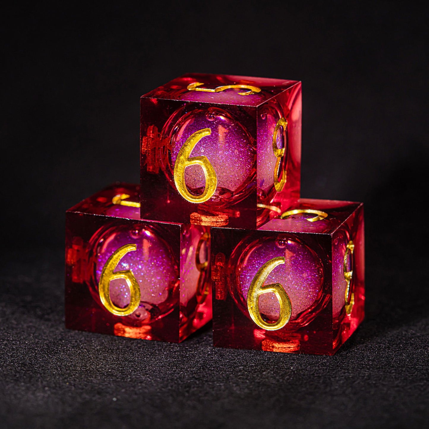 Dark Red Liquid Core Resin DnD D&D Dice Set - CrystalMaggie