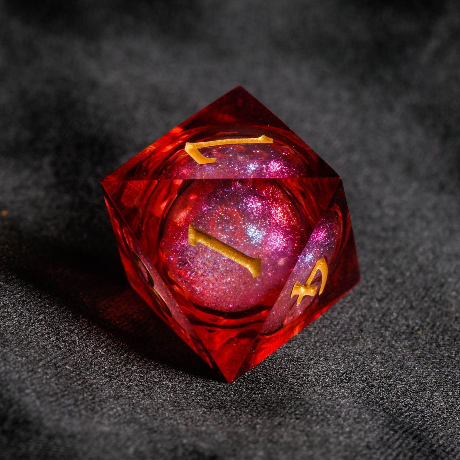 Dark Red Liquid Core Resin DnD D&D Dice Set - CrystalMaggie