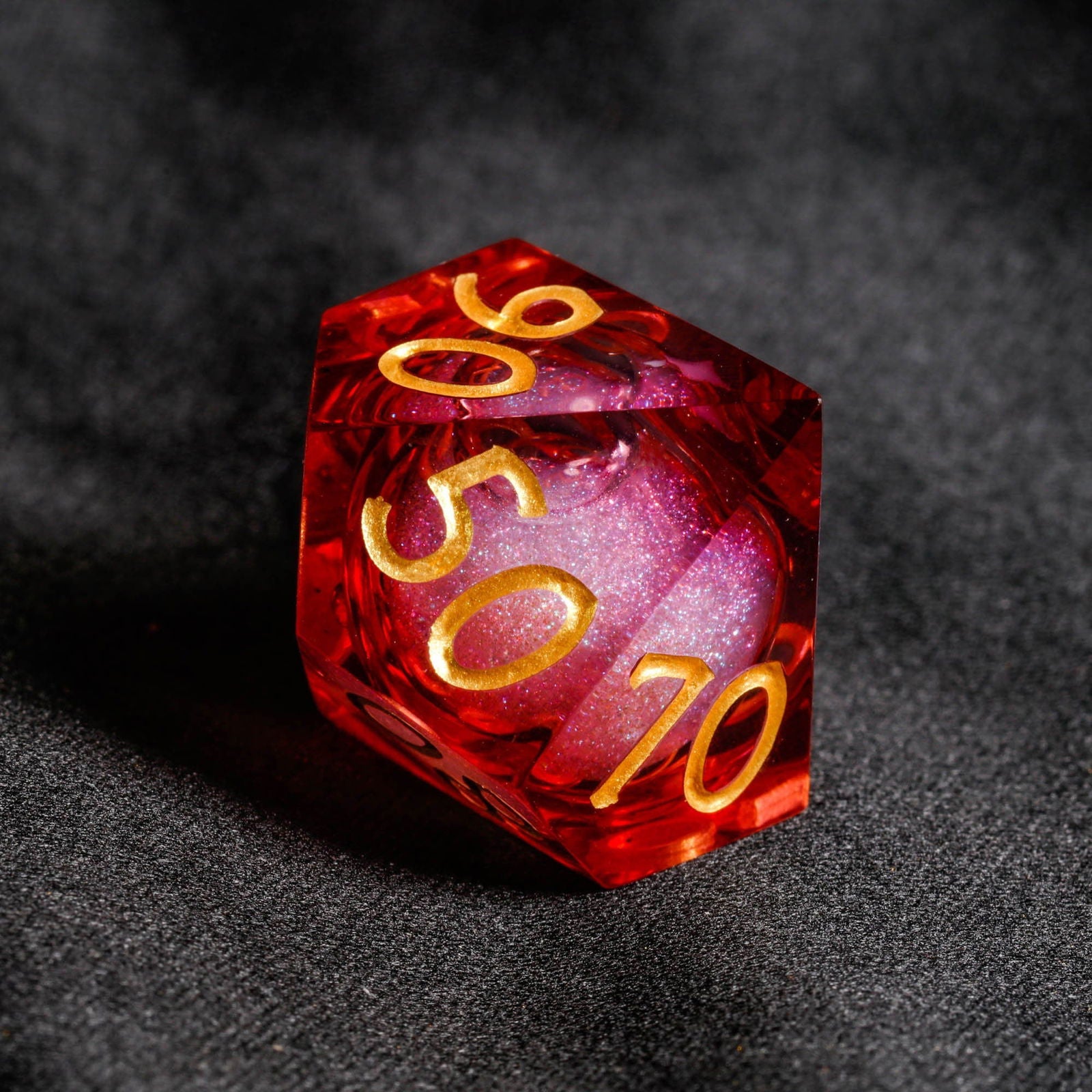 Dark Red Liquid Core Resin DnD D&D Dice Set - CrystalMaggie