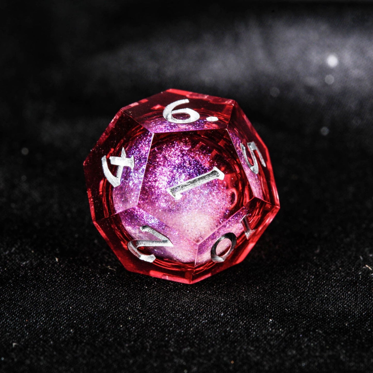 Dark Red Liquid Core Resin F Word DnD D&D Dice Set - CrystalMaggie